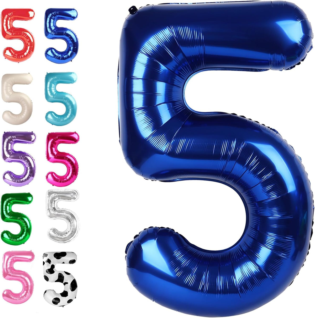 Large Night Blue 40 Inch Birthday Number 5 Balloon, Night Blue Five 5th 15 25 35 50 55 Birthday
