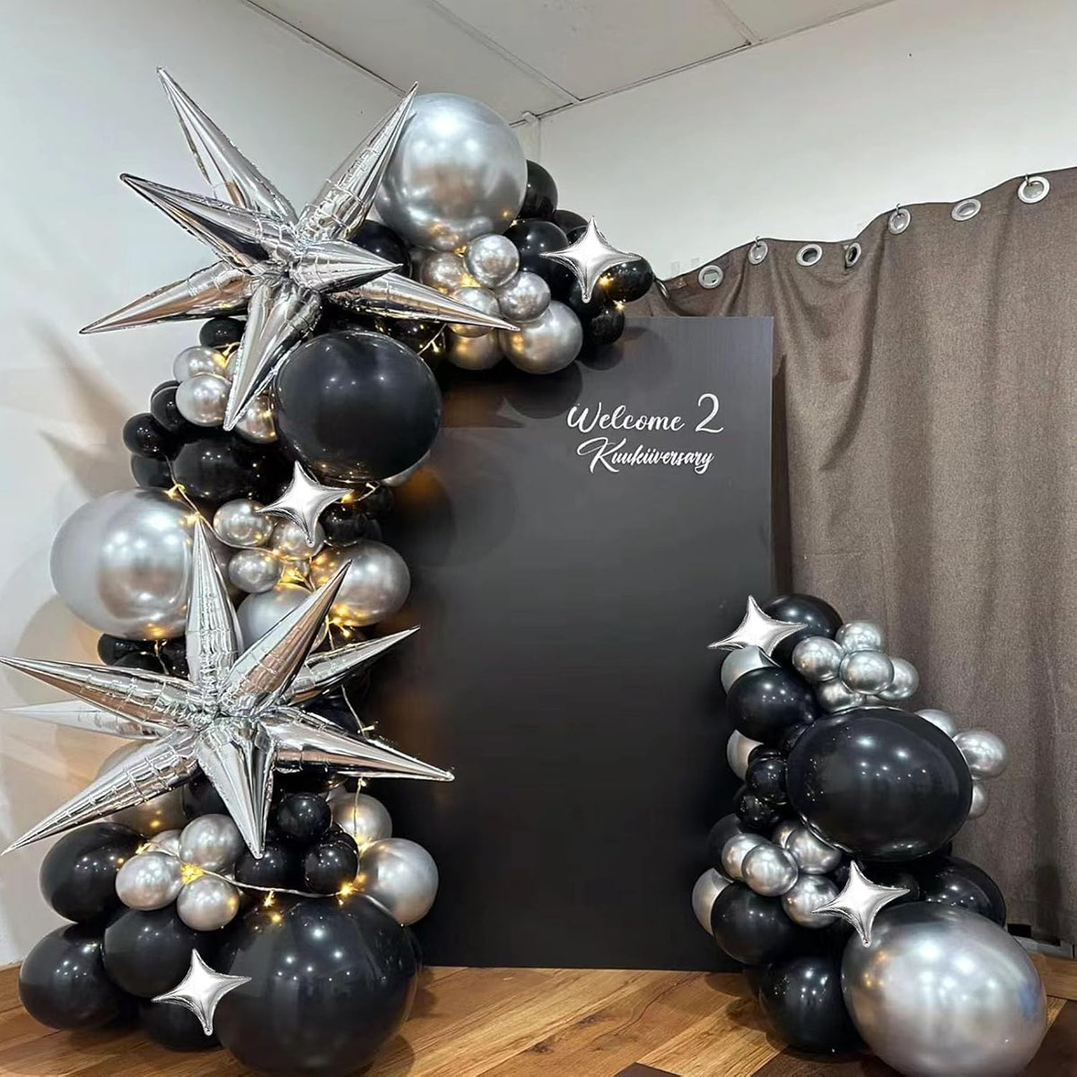 6 Pcs Explosion Star Foil Balloons- 12 Point Star Balloons,Silver Spike Balloons and 10Pcs Four