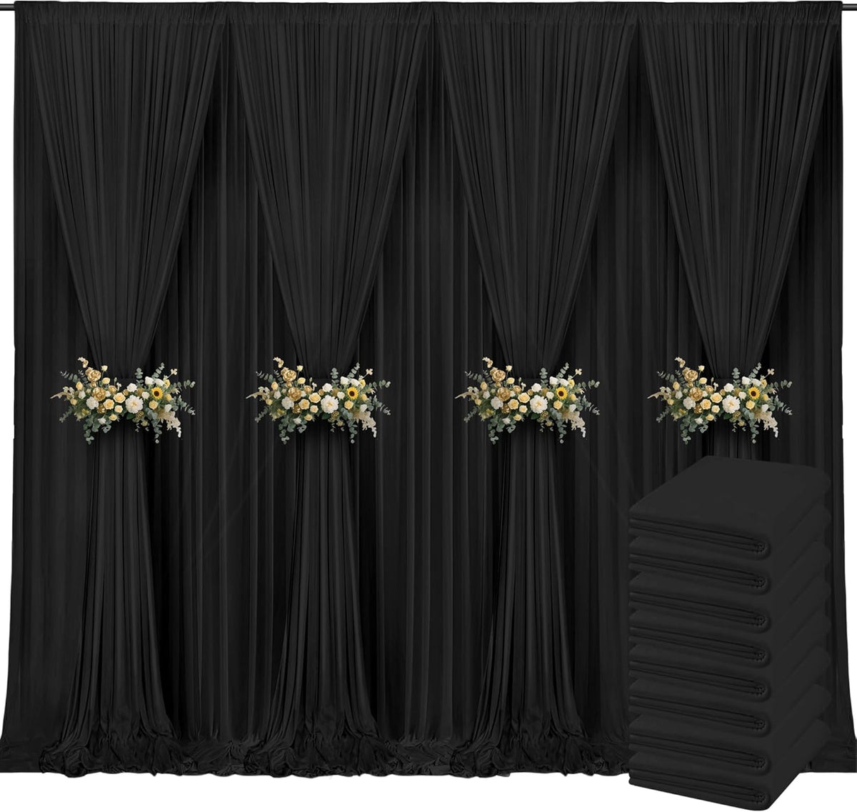 40x10ft Backdrop Curtains for Parties, 8 Panels 5x10ft Curtains Photography Drapes Rod Pocket