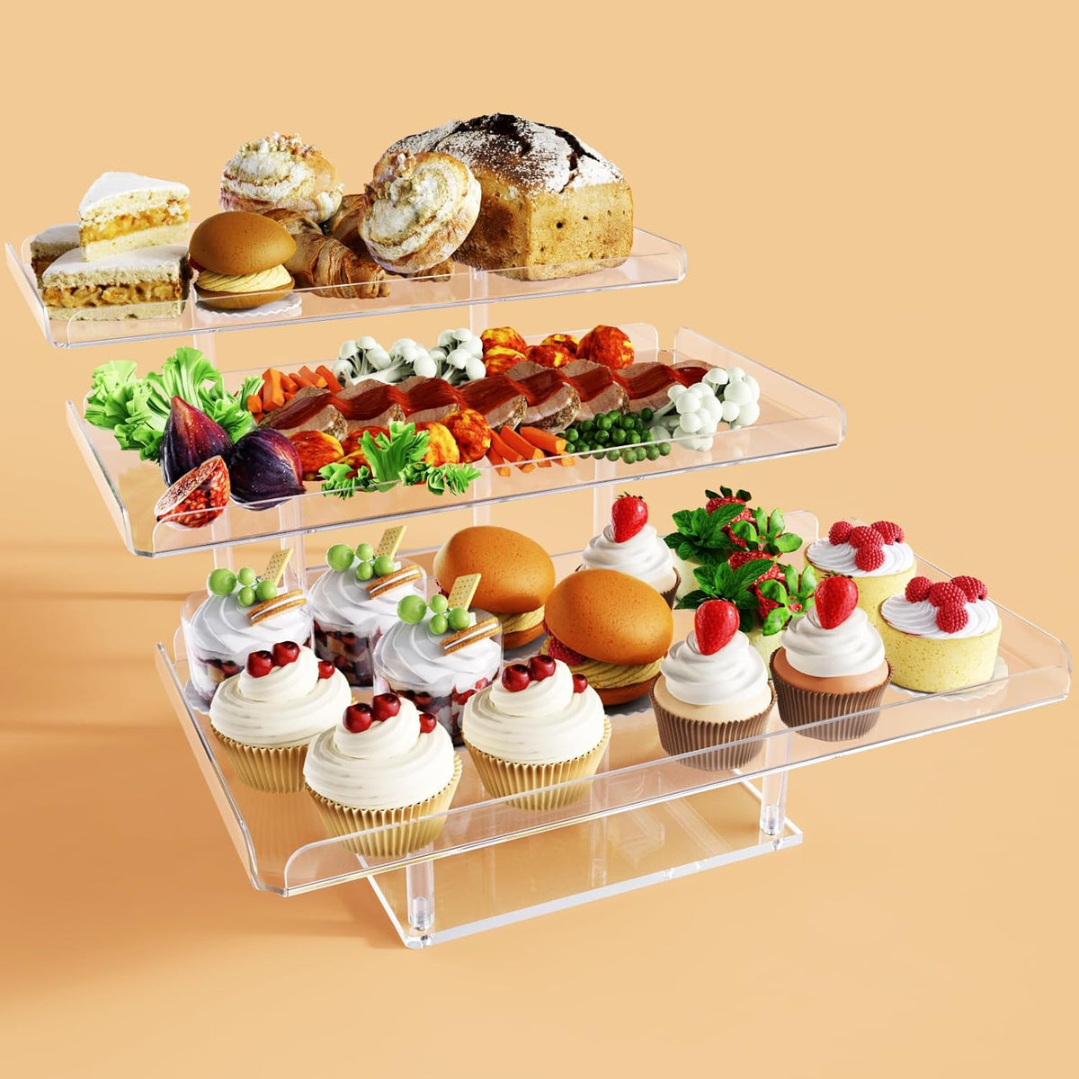 Upgraded Dessert Table Display Set, Acrylic Cupcake Buffet Dessert Risers Stands, Tier Serving
