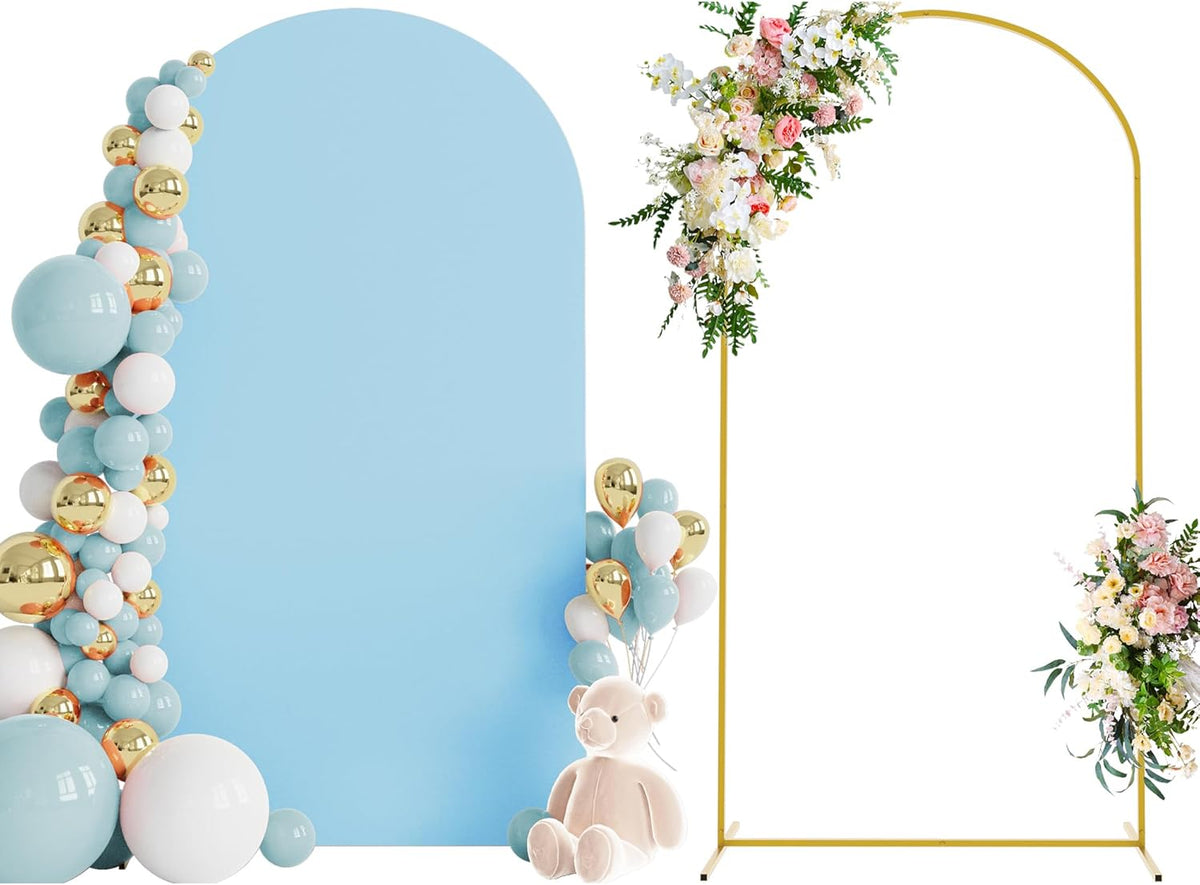 Wokceer 7.2 FT Wedding Arch Backdrop Stand and Arch Cover Metal Arch Stand with Arch Stand Cover