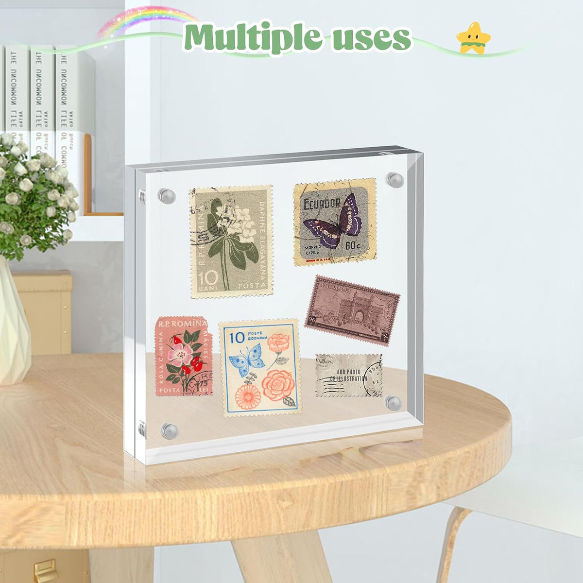 24 Pcs 4x4 Acrylic Picture Frames, Clear Picture Frames Frameless Magnetic Picture Frame Double