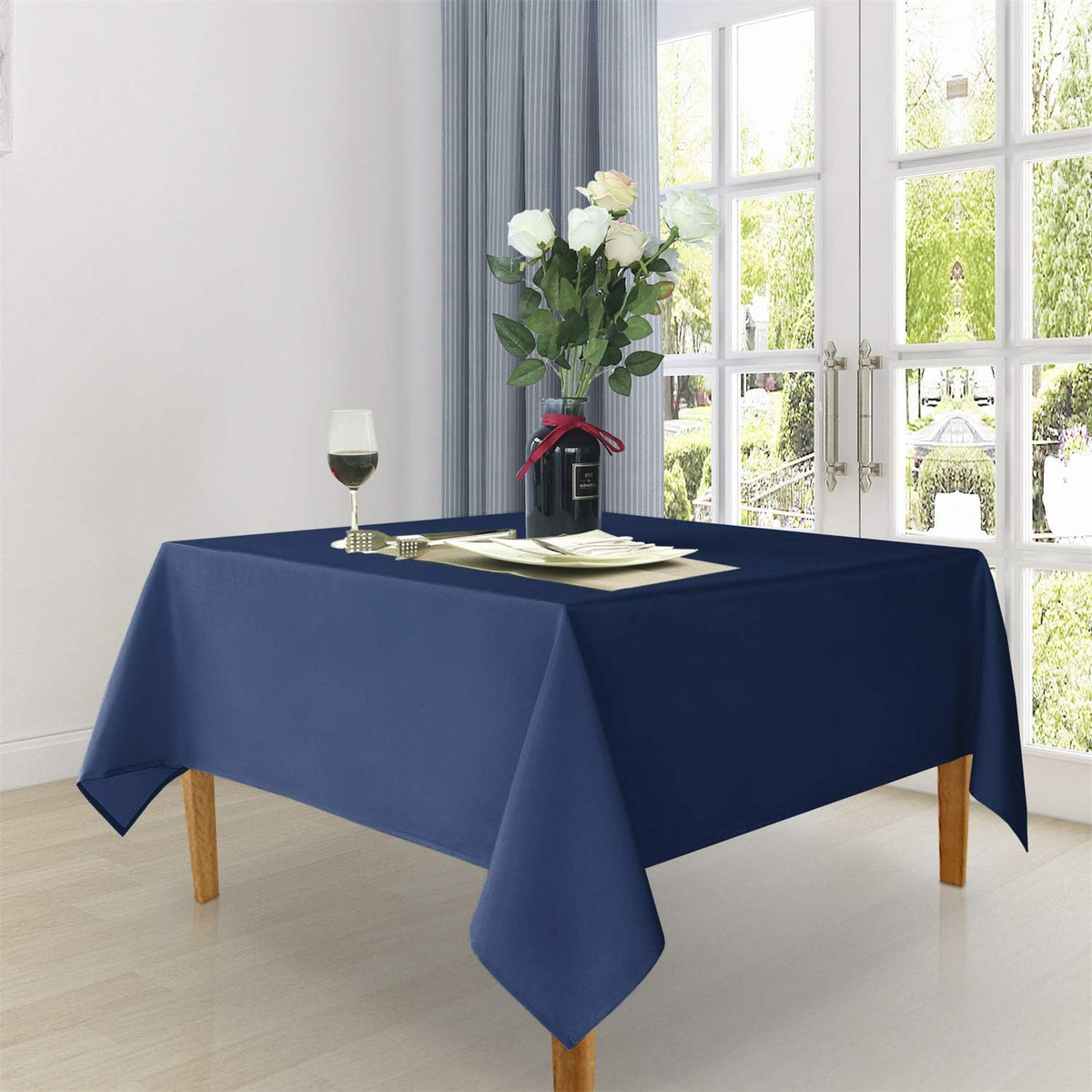 Hiasan Square Tablecloth - Waterproof Washable Polyester Table Cloth for Dining Room Kitchen Party