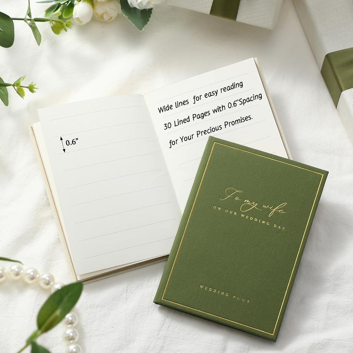 Engrowtic 2 Pcs Wedding Vow Books His and Her to Husband Wife Wedding Must Have Registry Ideas Gold
