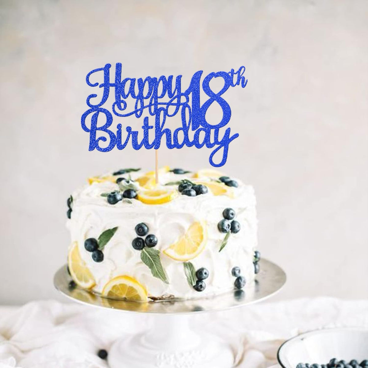 1 PCS Happy 18th Birthday Cake Topper Glitter Cheers to 18 Years Birthday Cake Pick 18 Fabulous