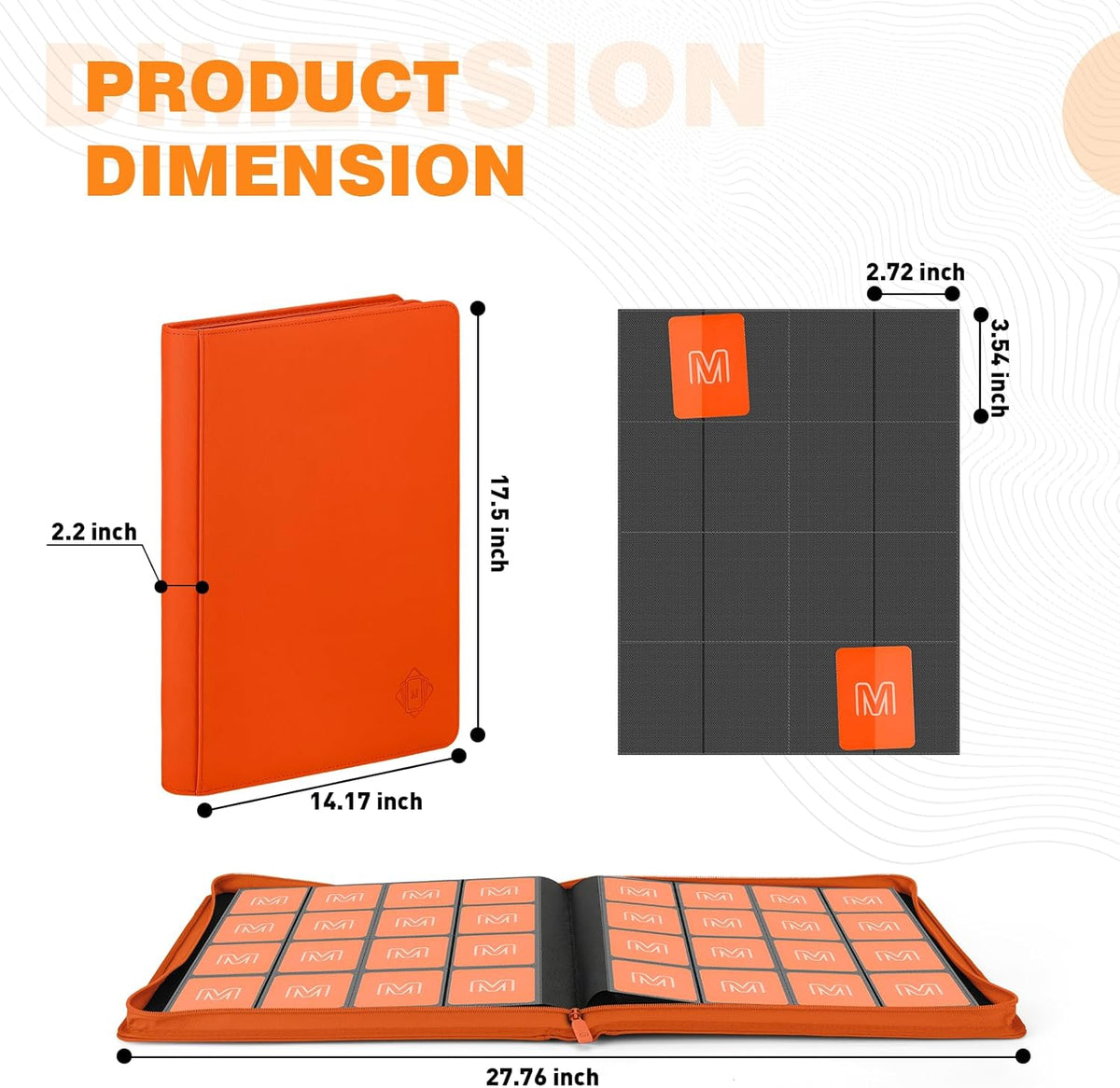 Premium Card Binder 16 Pocket,Trading Card Binder Holds up to 1000+Cards Sturdy Card Collection