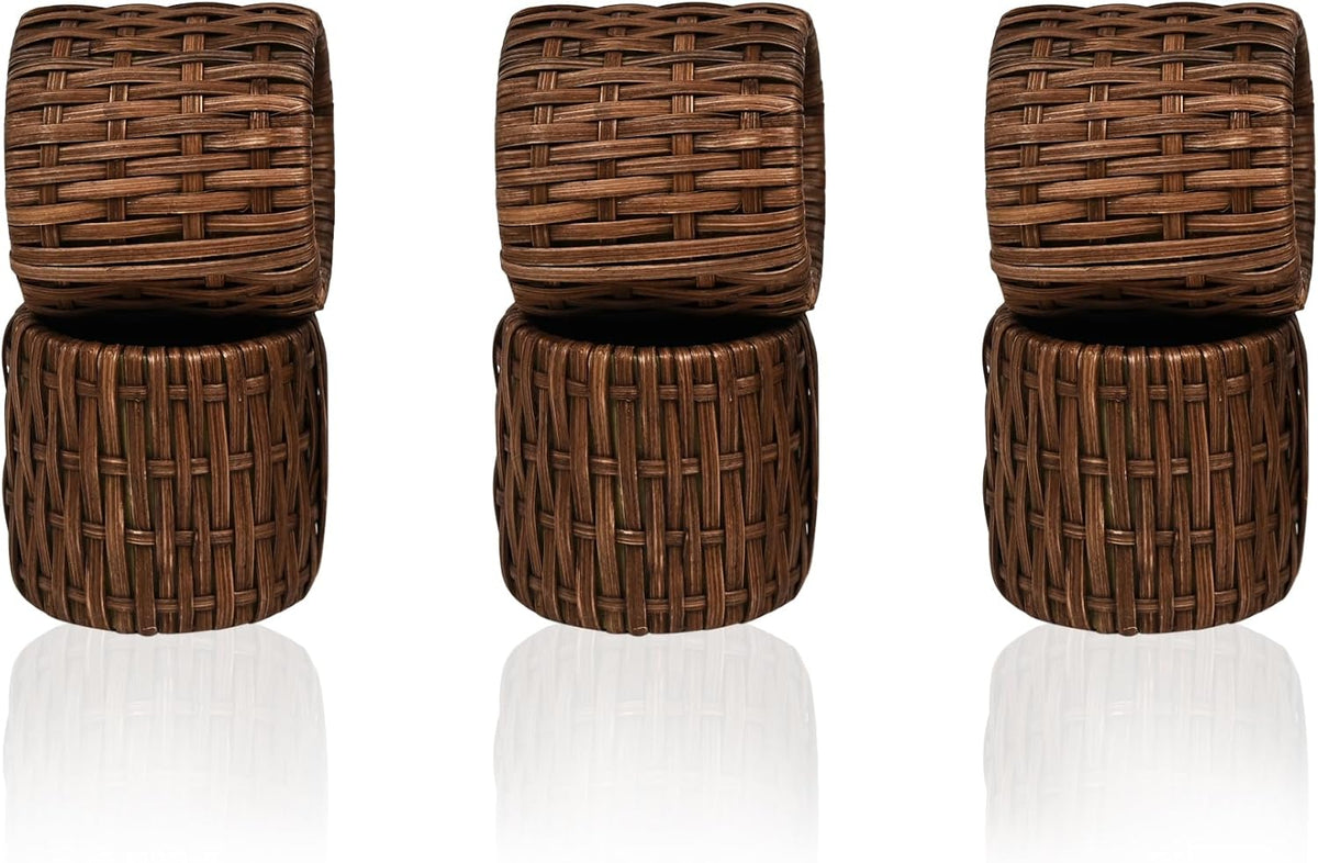 Woven Napkin Rings Set of 12, Handmade Cane Fall Napkin Rings Holders, Natural Napkin Buckles
