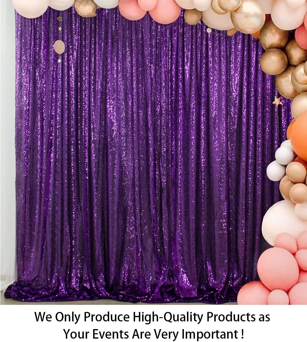ShinyBeauty Sequin Backdrop Curtain Purple 5FTx10FT Sparkly Wedding Drapes Glitter Curtain for