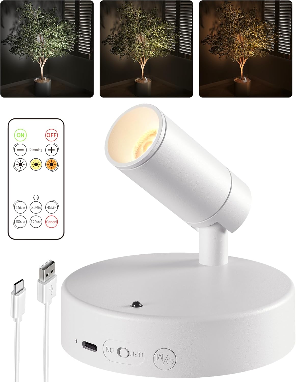 EZVALO Battery Powered LED Spotlight Indoor, Wireless Picture Lights with Remote,5500mAh