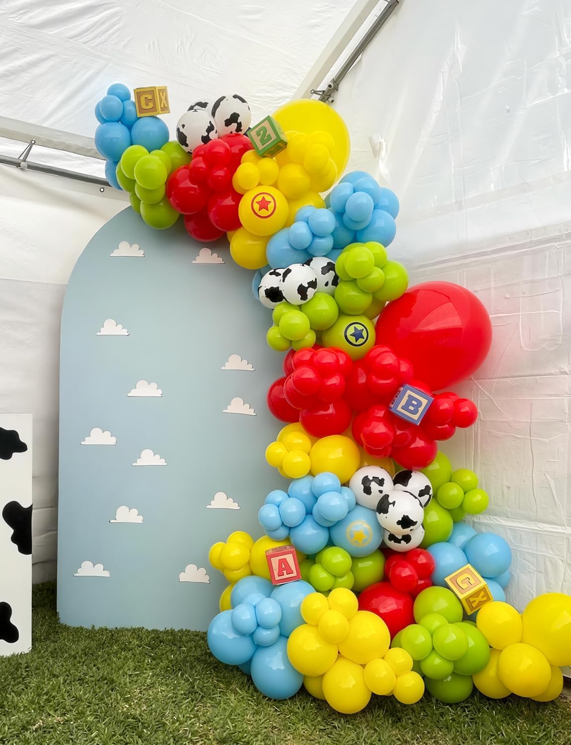 Red Yellow Blue Balloons 12 Inch Red Yellow and Blue Balloons with Sky Blue, Lime Green, Cloud Cow