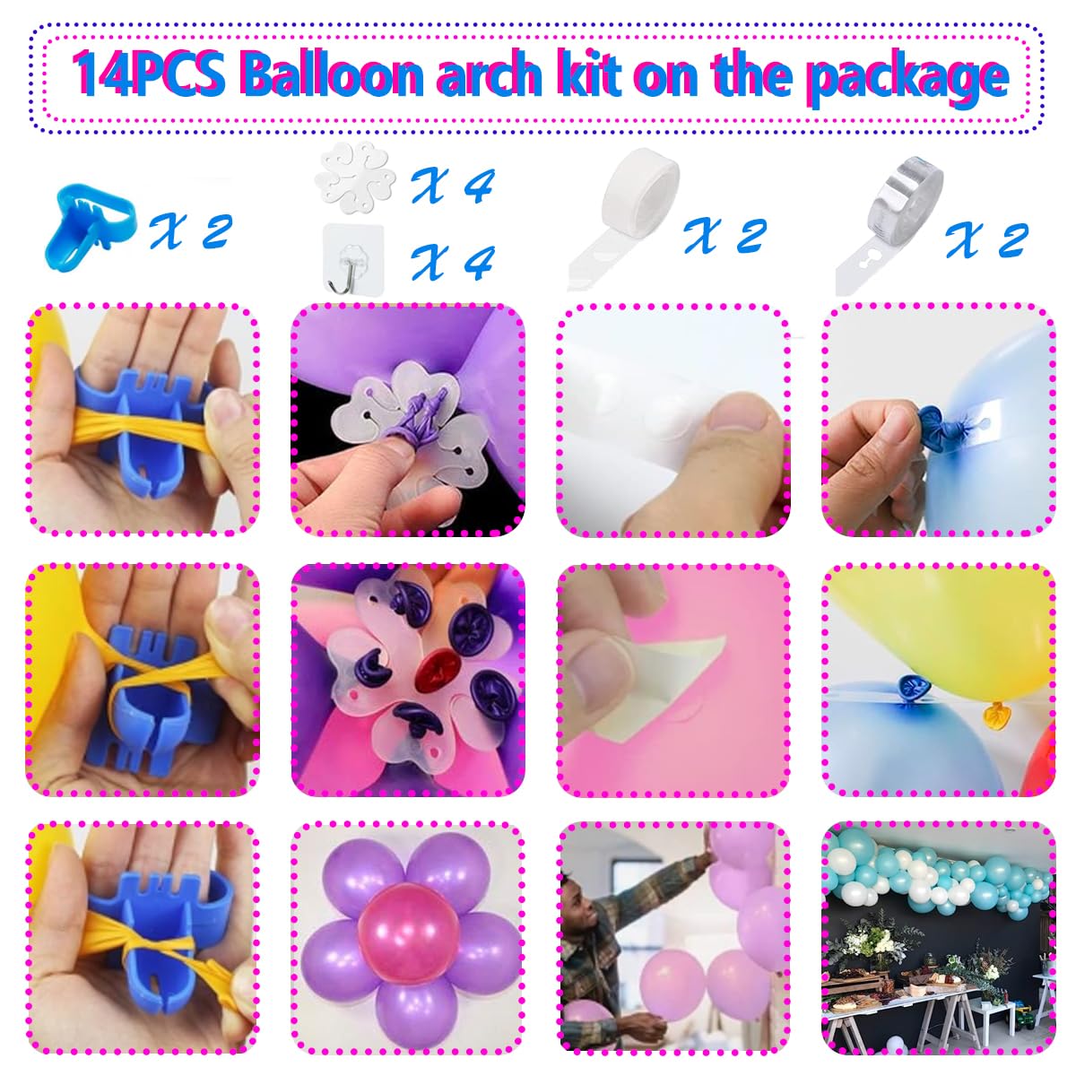 YEPVIE Electric Balloon Pump, Portable 2 Modes Balloon Blower Machine with 14 Balloon Arch Kits