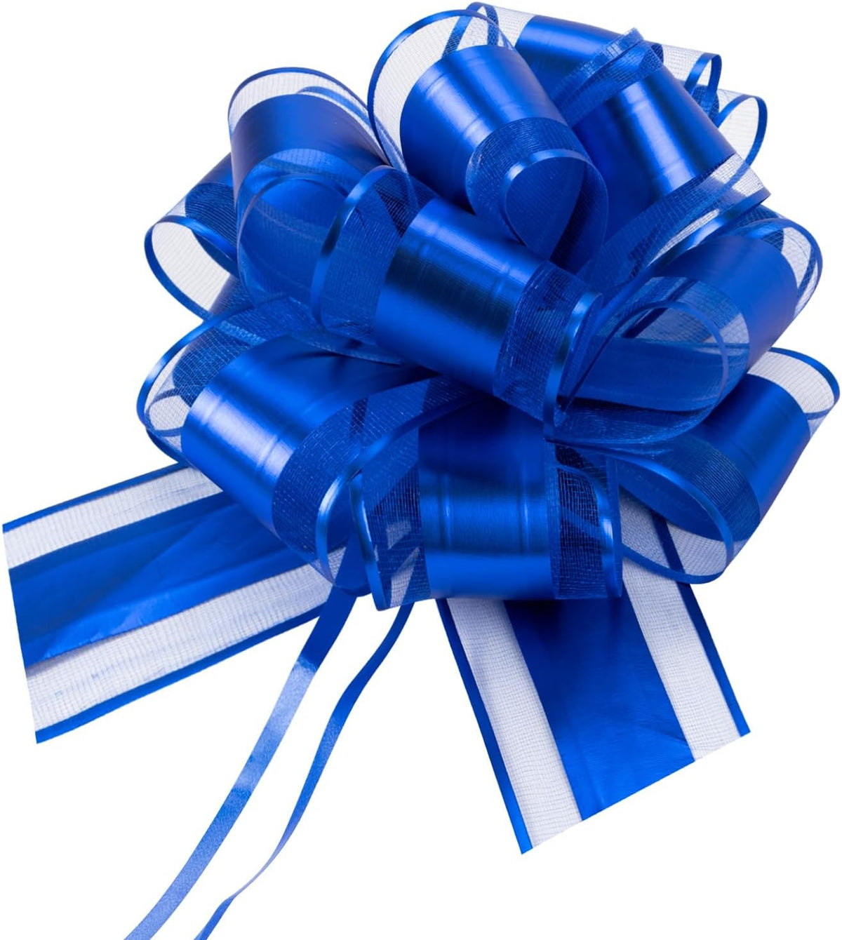 12 PCS 6 Inch Large Pull Organza Blue Bows - Perfect for Gift Wrapping, Wedding Decor, Car Bows
