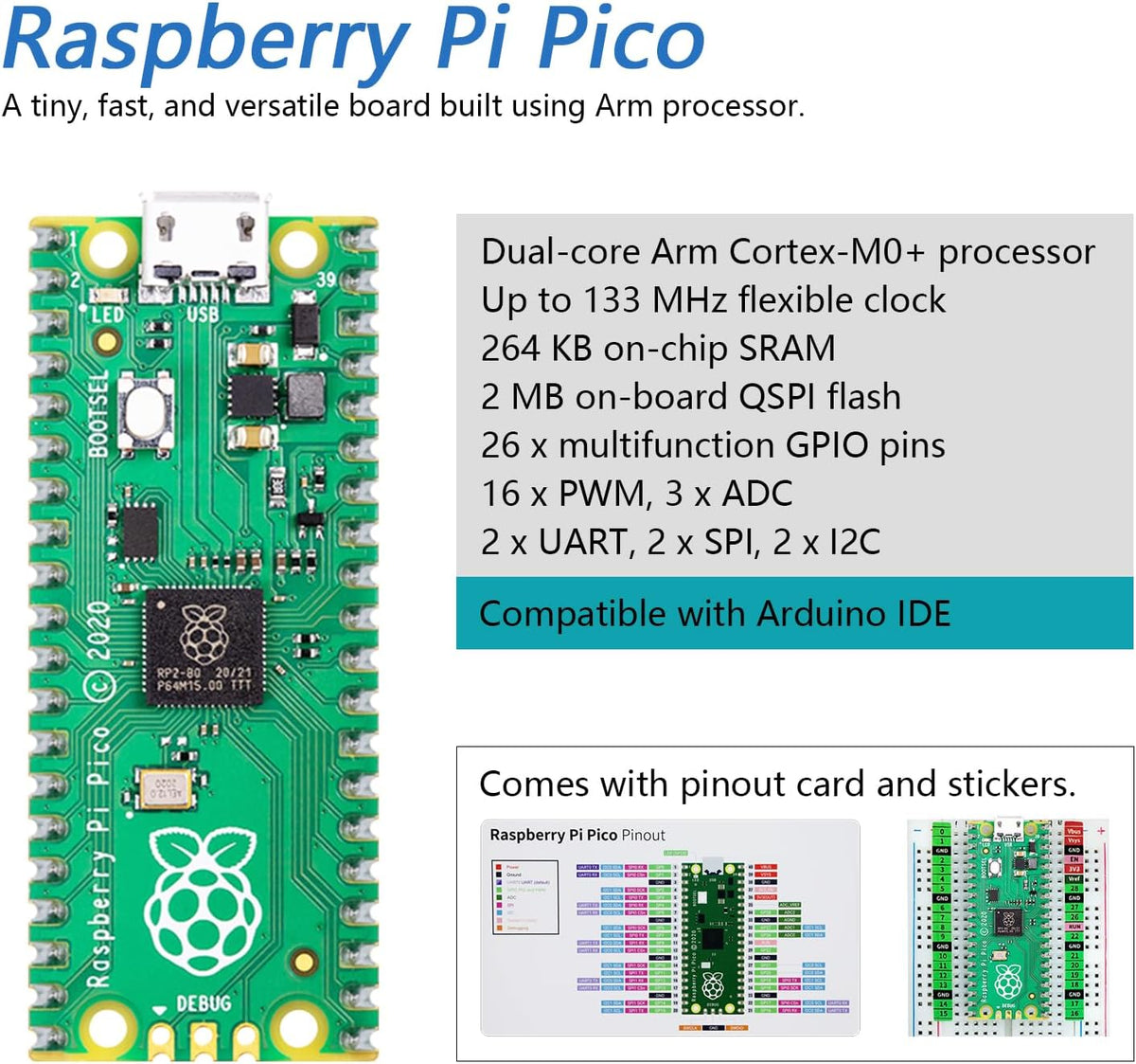 Freenove Basic Starter Kit for Raspberry Pi Pico (Included), Dual-core Arm Cortex-M0+