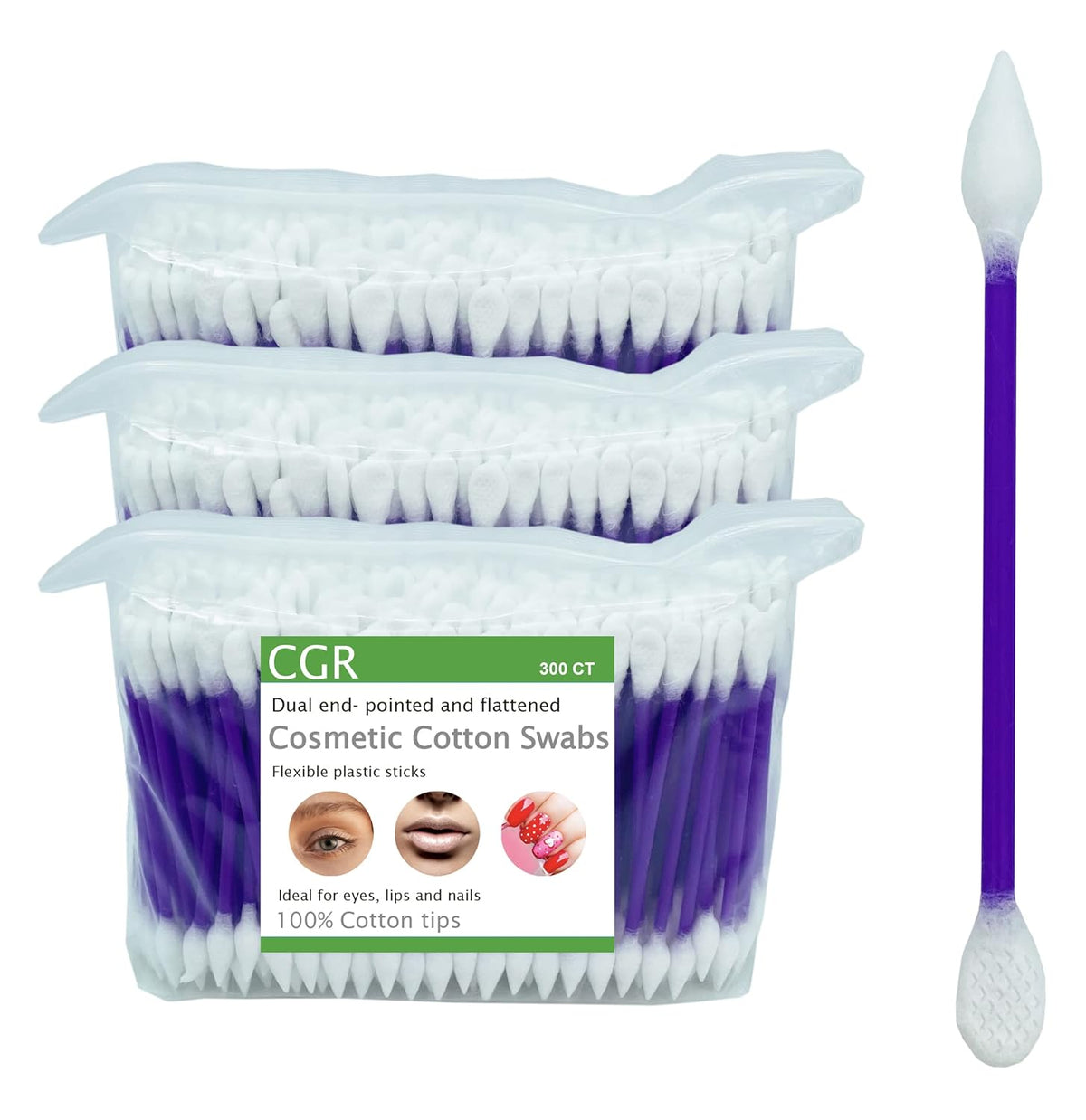 900pcs CGR Precision Cotton Swabs with Pointed and Flattened Tip Cosmetic Makeup