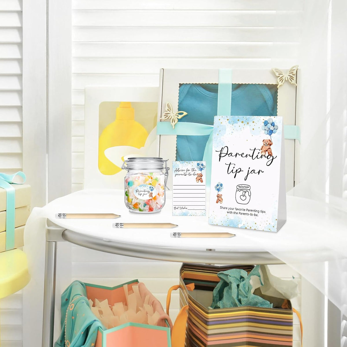 Roowest Baby Shower to Baby Advice Cards for New Parents to Be - Tip Jar Sign for New Parents 60