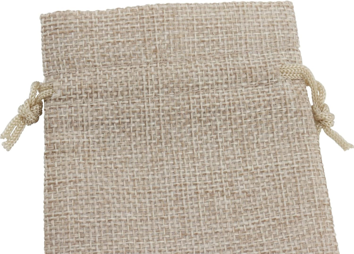 ZOENHOU 100 Packs 3 x 4 Inch Burlap Bags with Drawstring, Durable Jute Drawstring Bags, Dustproof