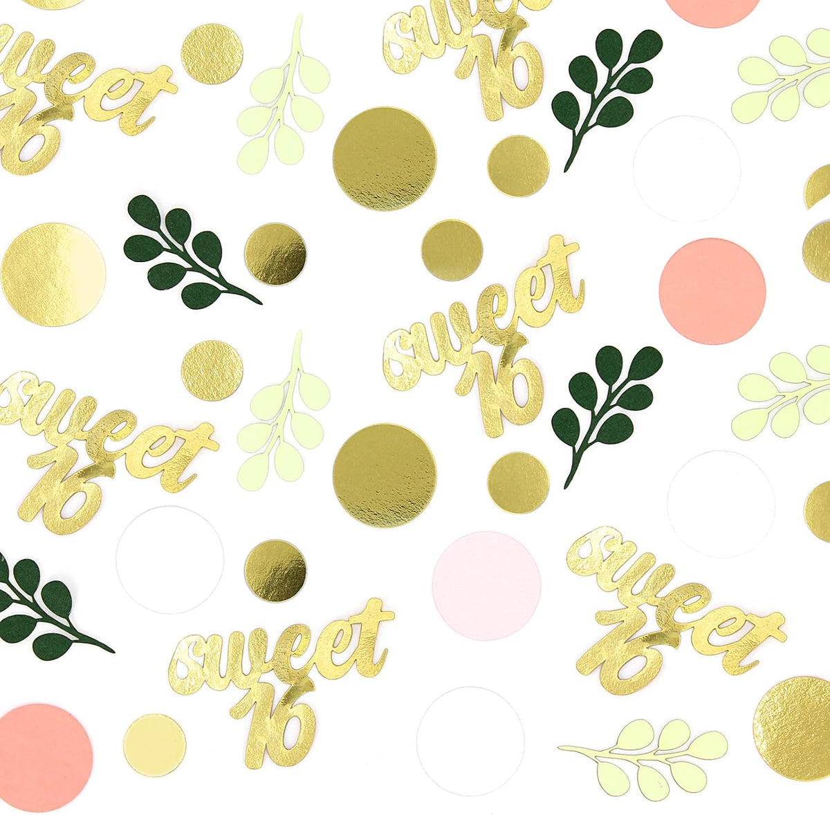 300PC Pink and Sage Green Sweet 16 Party Decorations for Girls 16th Birthday Confetti Sweet 16