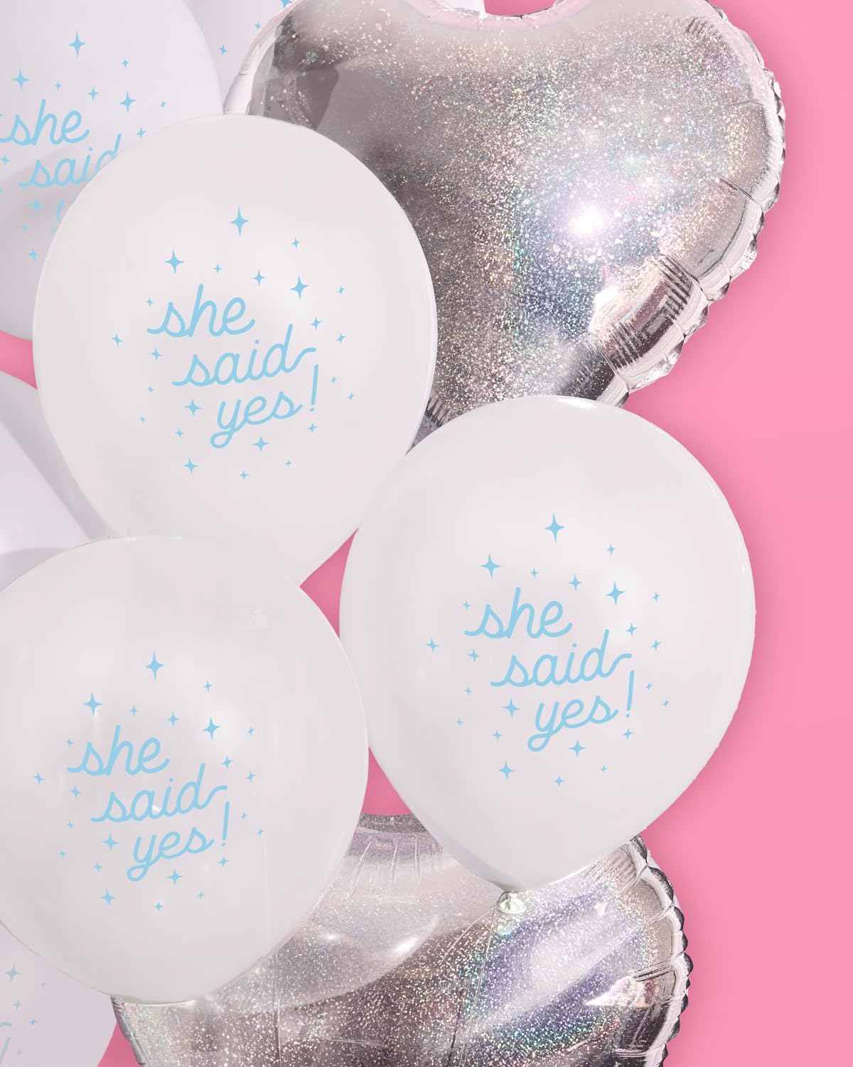 xo, Fetti Engagement Party Balloon Set | 20 pcs | Printed White + Blue She Said Yes Latex