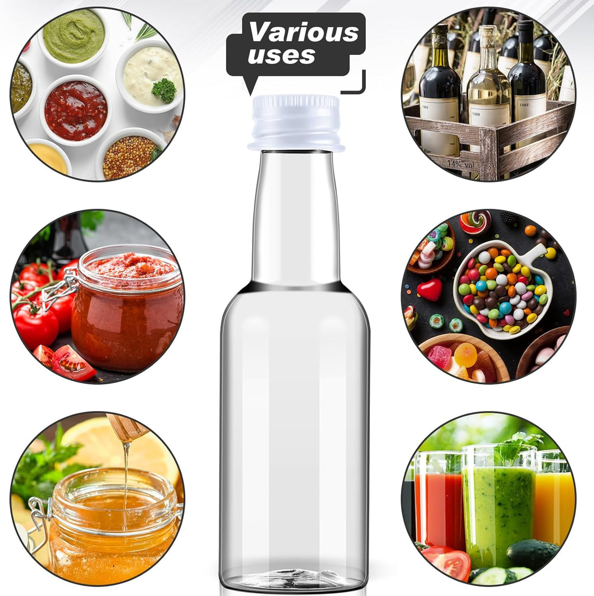 Tessco 100 Pcs Mini Liquor Bottles Plastic Mini Salad Dressing Bottle Christmas Small Shooter