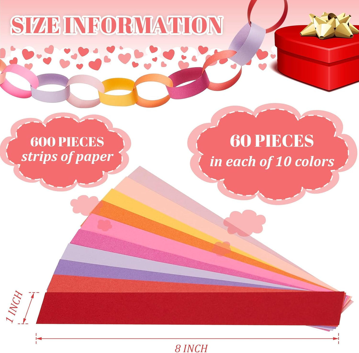 Lincia 600 Sheet Halloween Paper Chain Garland, Construction DIY Crafts Chain Strip for Fall