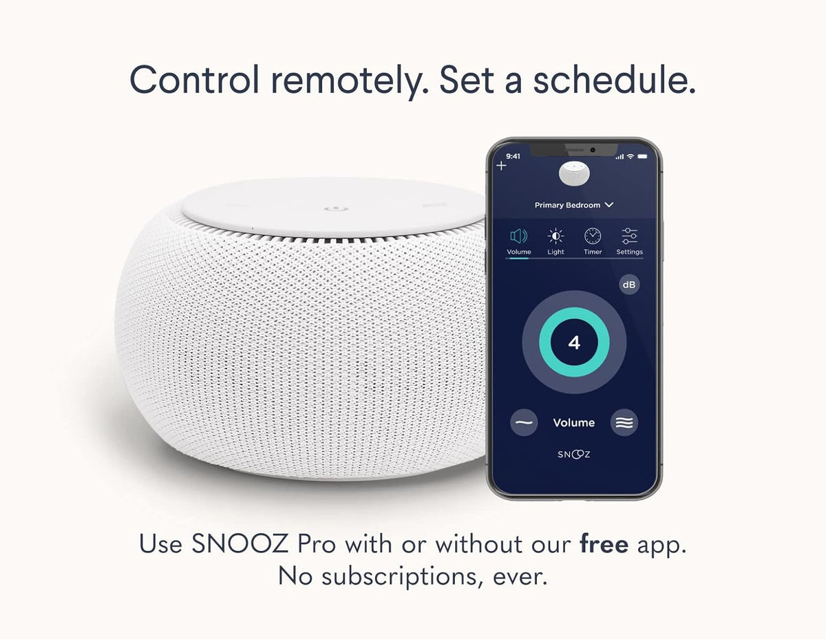 SNOOZ Pro - Smart White Noise Machine & Travel Case - Real Fan Inside, Non-Looping White Noise