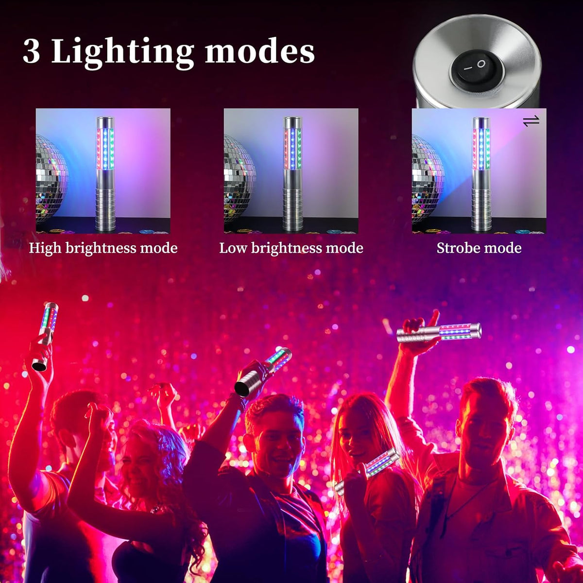 8 Pieces RGB LED Strobe Baton Light Rechargeable Bottle Service Sparklers Stick Reusable Champagne