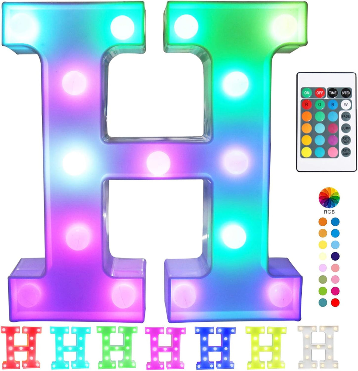 Pooqla Colorful Marquee Letters LED Light Up Letters with Remote, Party Birthday Letter with Lights