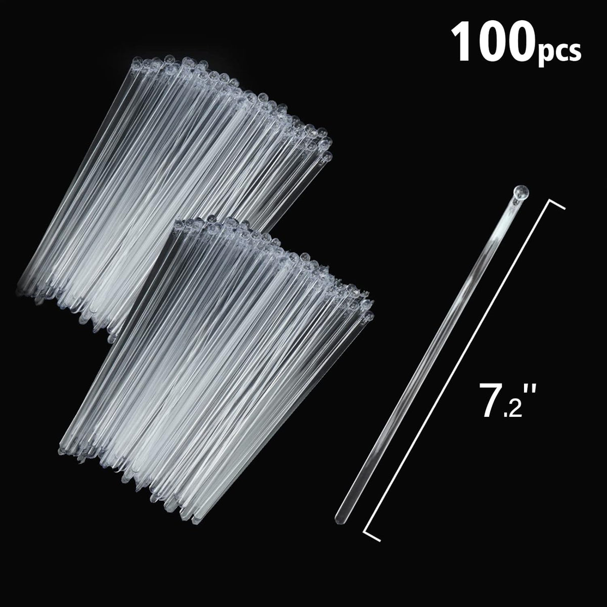 100-PCS Clear Plastic Swizzle Sticks, Crystal Cake Pops, Cocktail Coffee Drink Stirrers, Lolipop