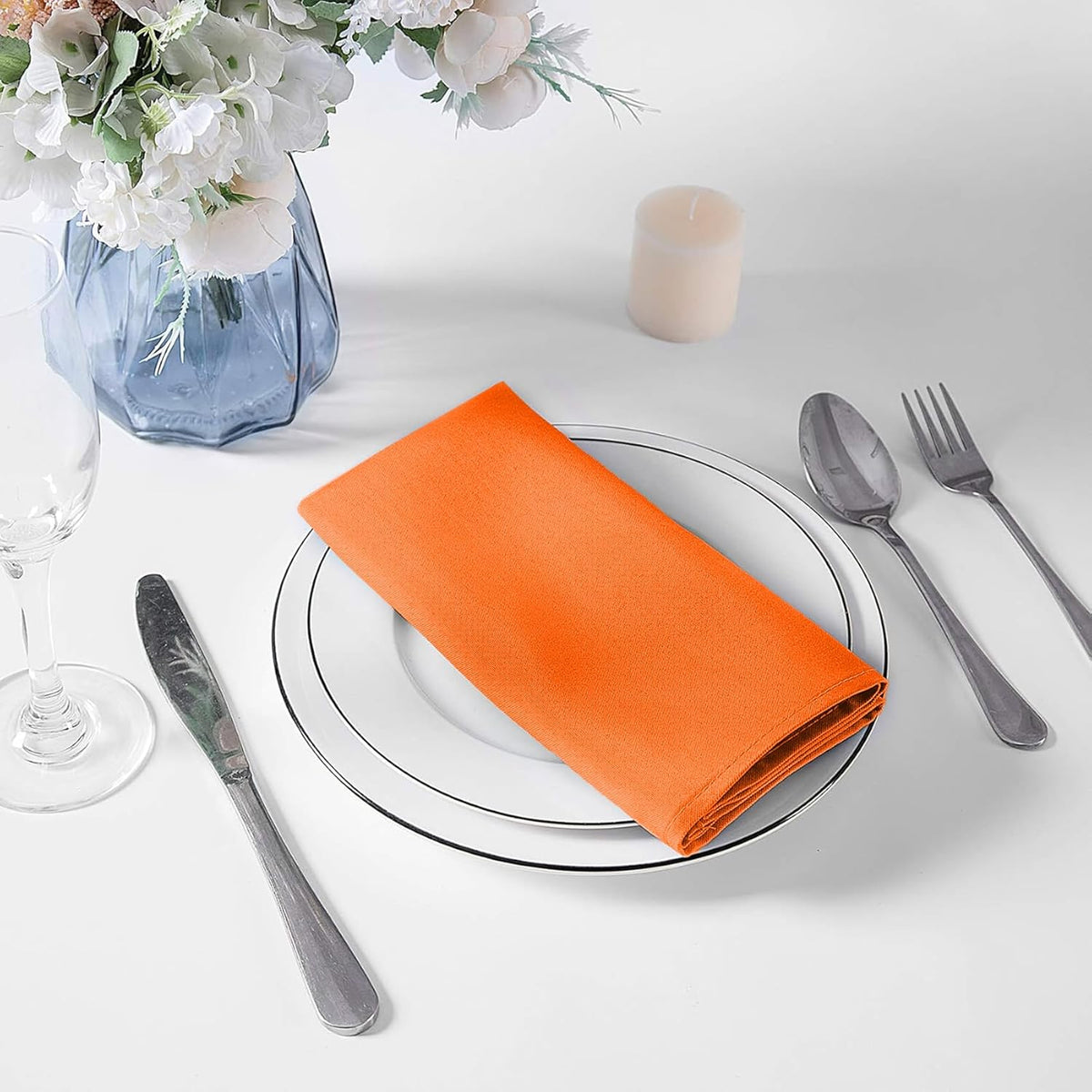 Cupuamon Cloth Napkins 17x17 inch Washable Polyester Dinner Napkins Soft Table Napkins for Wedding