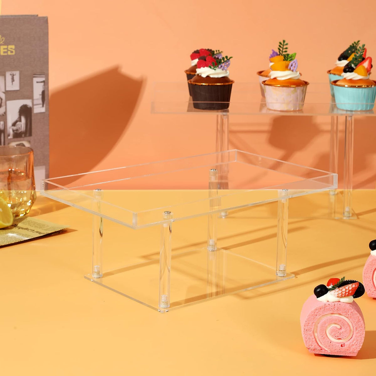 3 Pack Dessert Table Display Set, Clear Acrylic Desert Stands Buffet Risers for Cupcakes Dessert