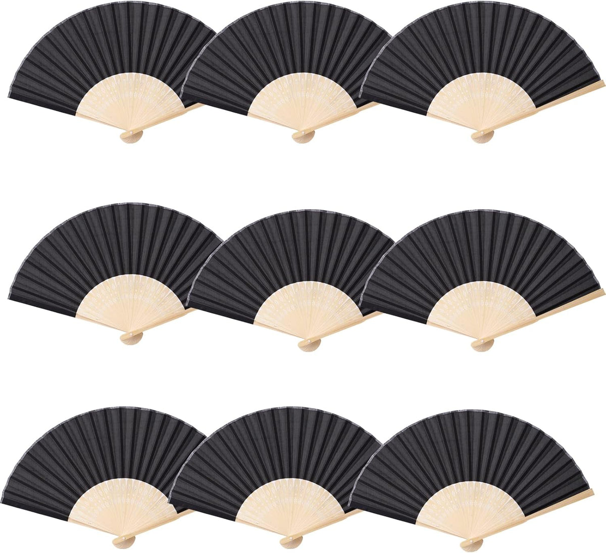 24pcs Imitated Silk Hand Fan Imitated Silk Fabric Bamboo Handheld Folded Fan Bridal Dancing Props