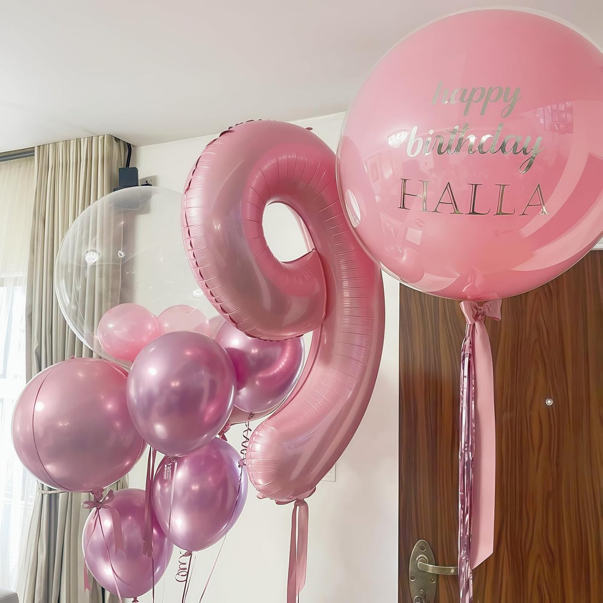 19th Birthday Balloon for Girls, 40 Inch Pastel Pink Number 19 Foil Balloons Self Inflating, Big
