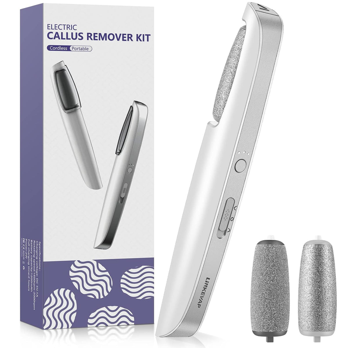 Electric Callus Remover for Feet, Professional Pedicure Kit Foot Scrubber for Dry, Dead, Cracked