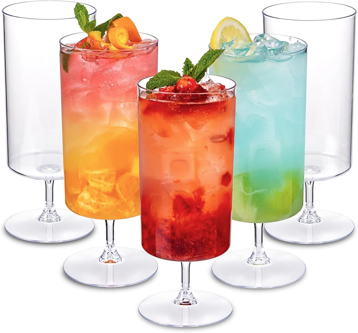 Ciaell 12 Pack Clear Plastic Wine Goblets - 14 Oz Plastic Wine Glasses with Short Stem - Disposable