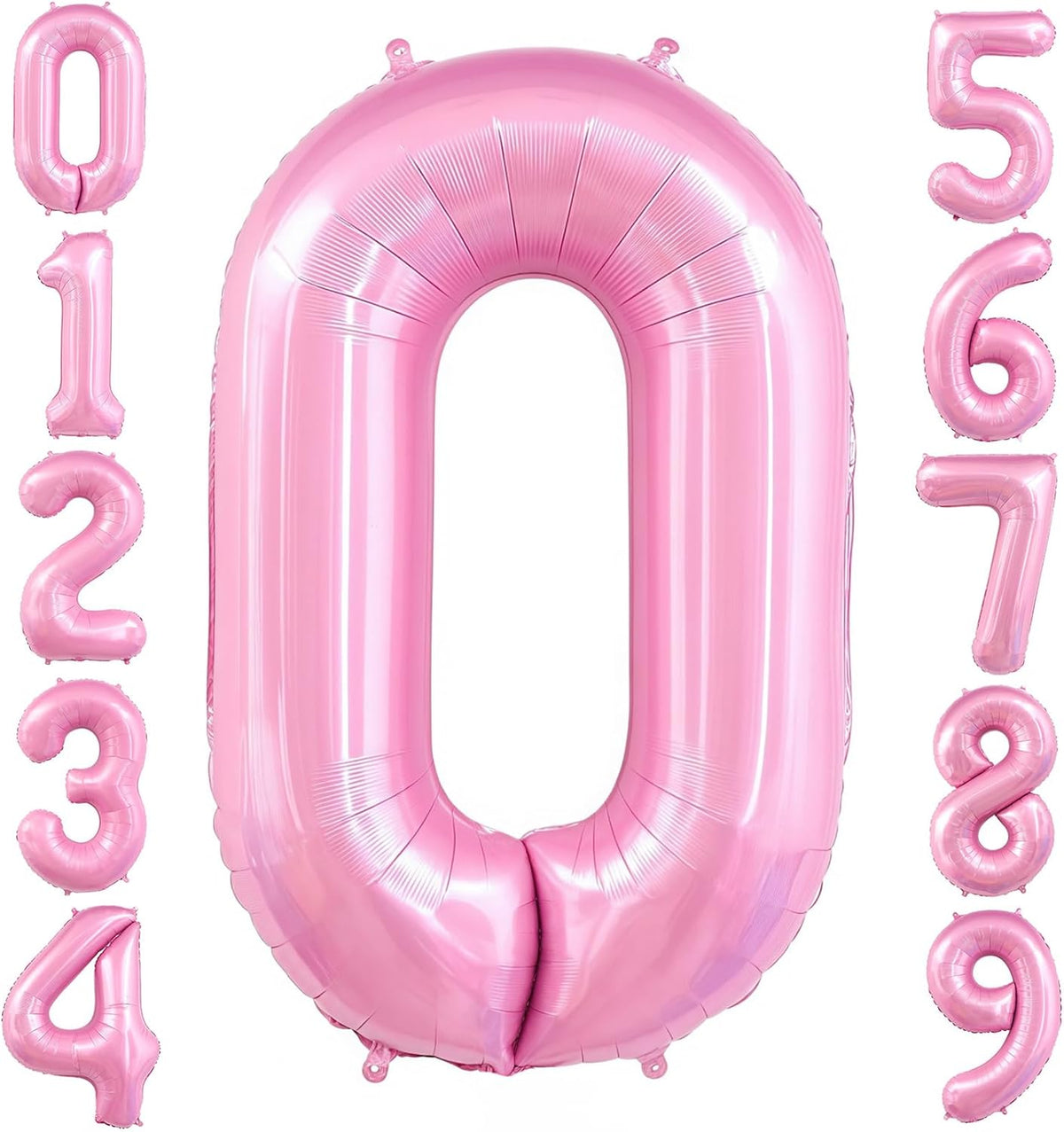 Light Pink 0 Balloon,Pastel Pink 0 Balloons Number,40 Inch Helium Foil Mylar Number 0 Balloon for