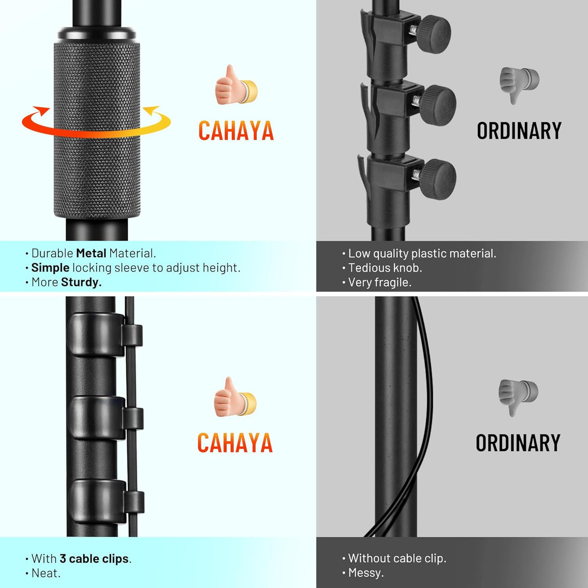 CAHAYA Mic Stand Floor Detachable - Microphone Stand Heavy Duty with Weighted Round Base Phone