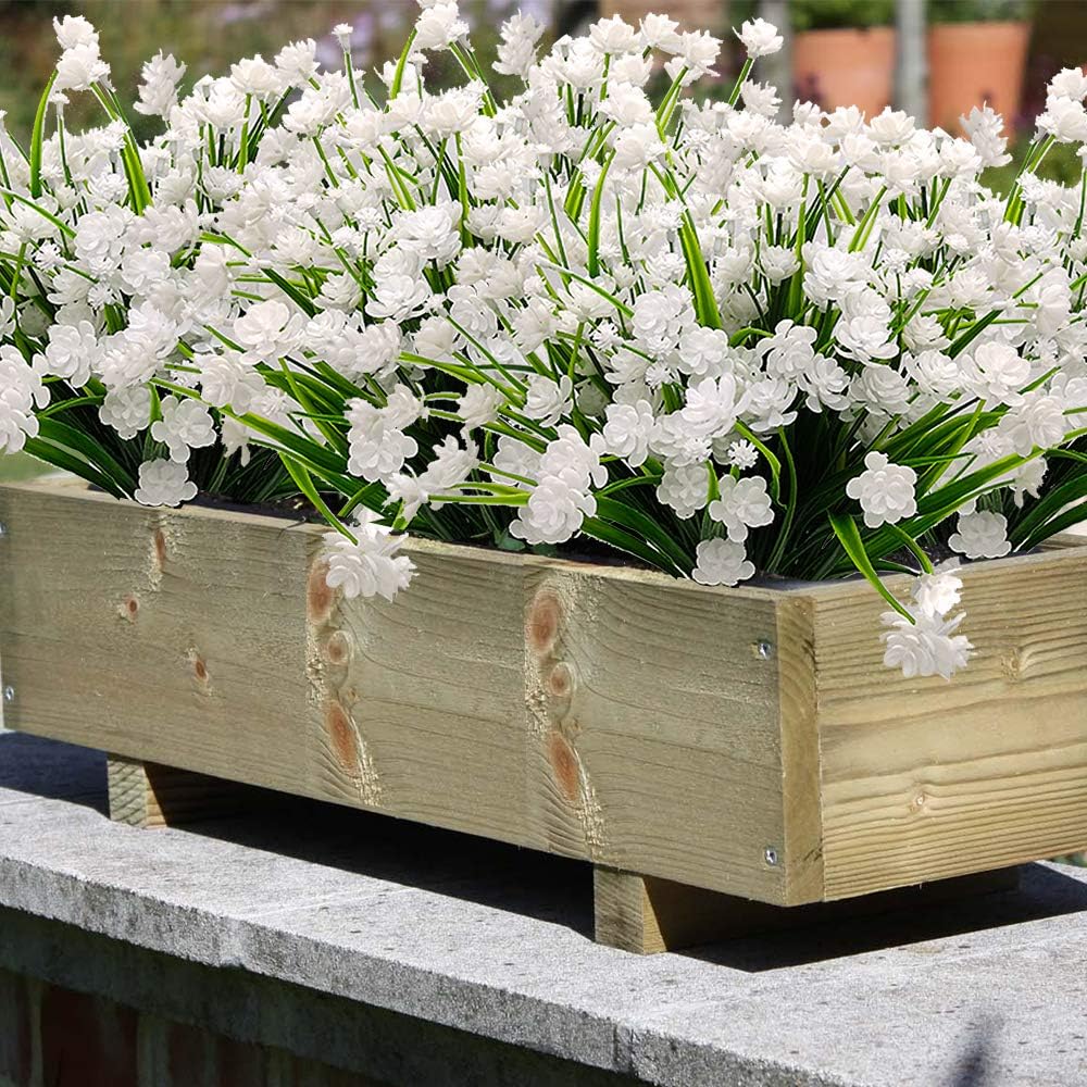 10 Bundles Artificial Flowers Outdoor UV Resistant Fake Plants Indoor Outside Hanging Planter Home