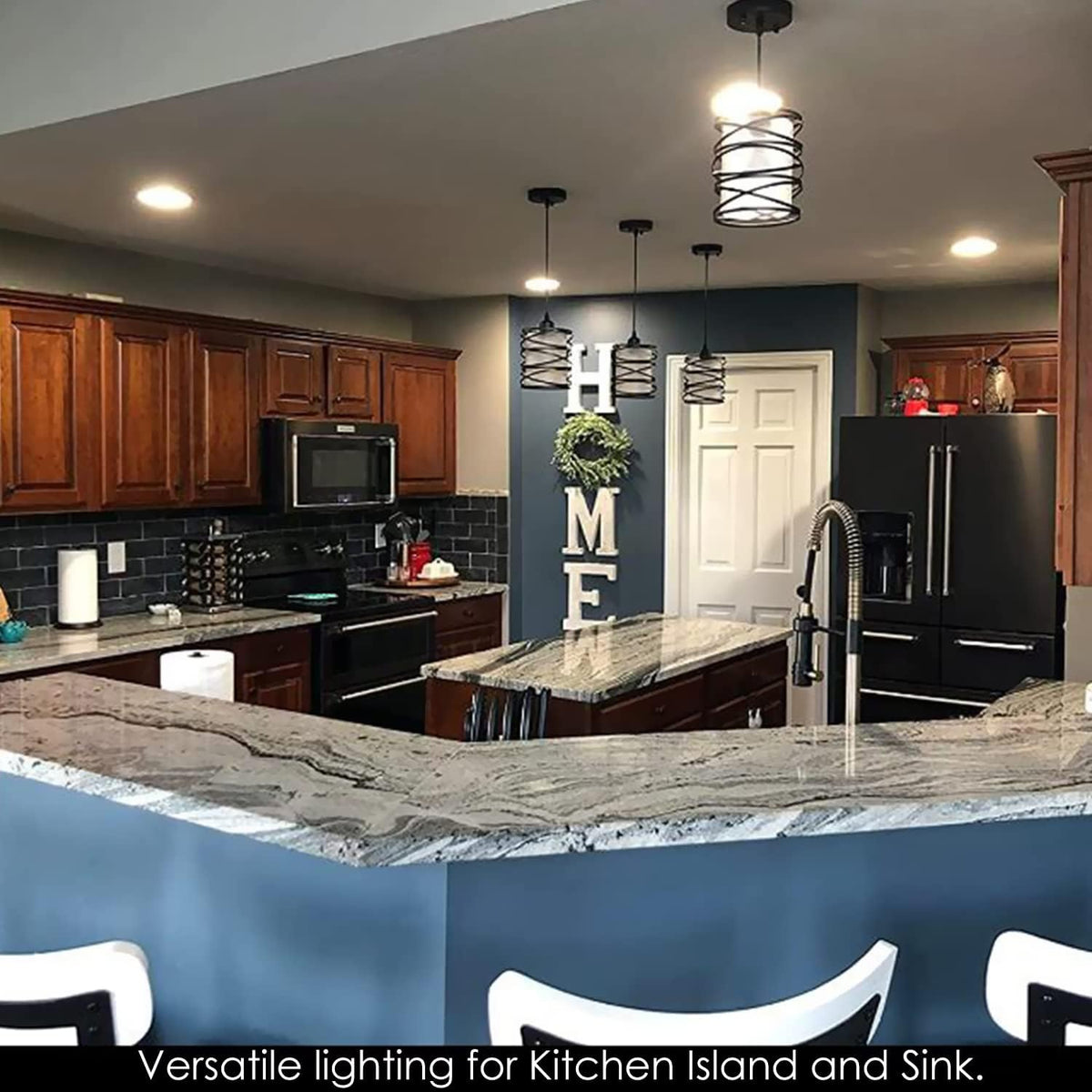 3-Pack Modern Mini Pendant Light Fixture Kitchen Island Pendant Lighting 6.3''Matte Black Spiral