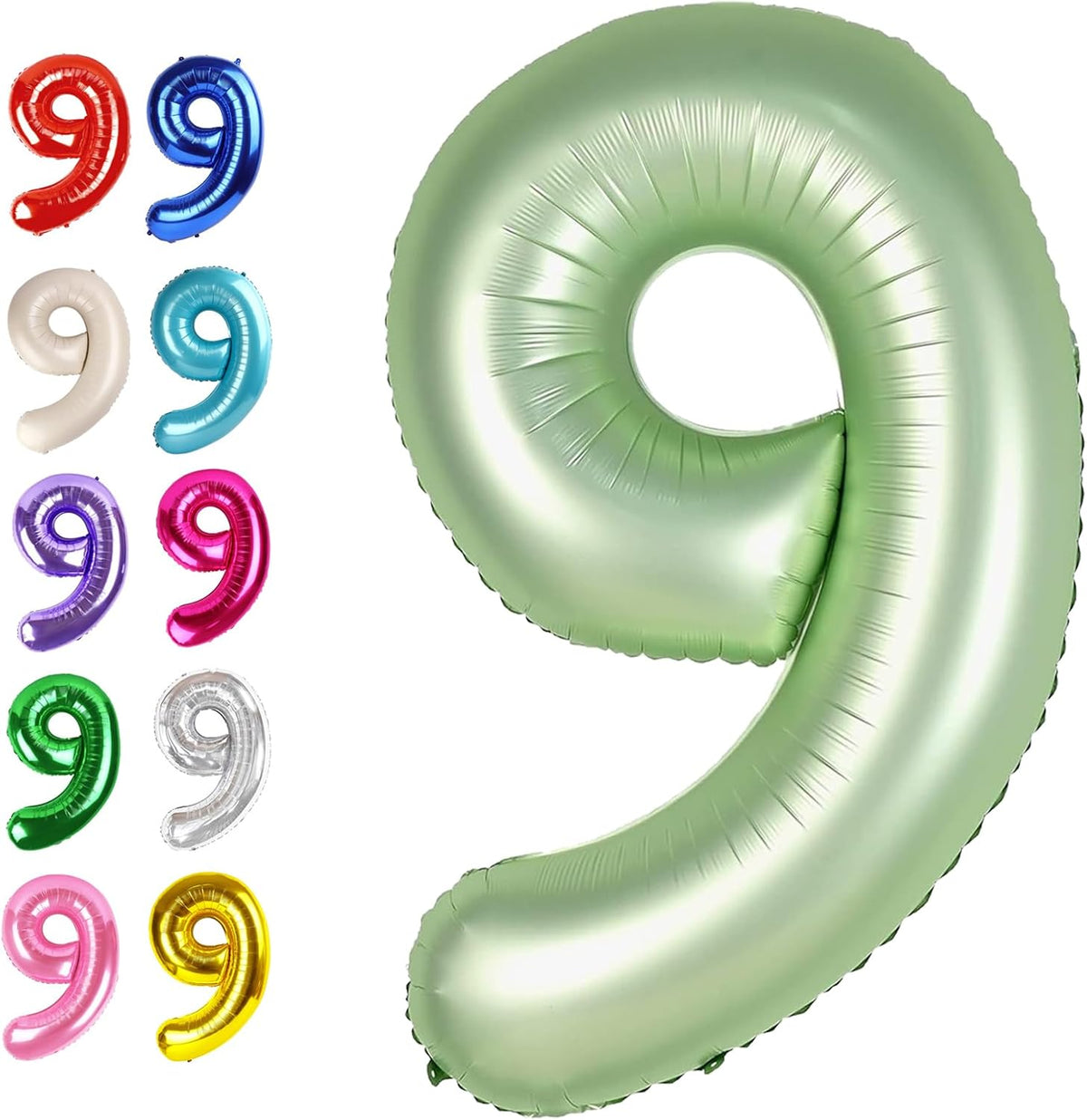 Big Sage Green 40 Inch 9 Balloon Number, Jumbo Giant 9th 19 29 39 49 99 Birthday Party Decorations