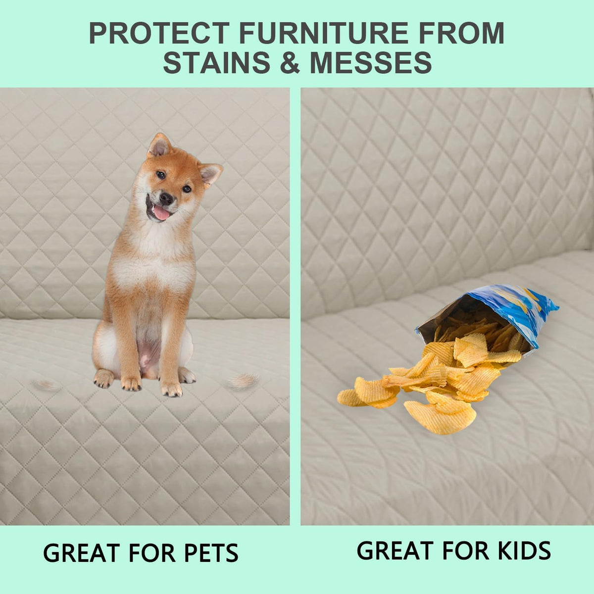 Reversible Oversized Sofa Covers Couch Cover Furniture Protector for Dogs Elastic Straps Water