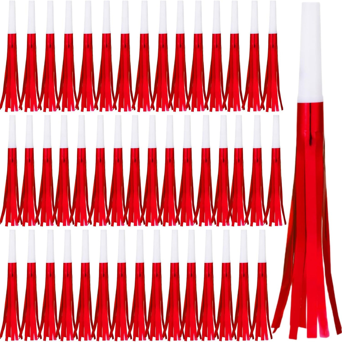 48 Pcs Noise Makers Glitter Metallic Fringed Noise Makers Horns for Baby Shower, Kids Birthday, New