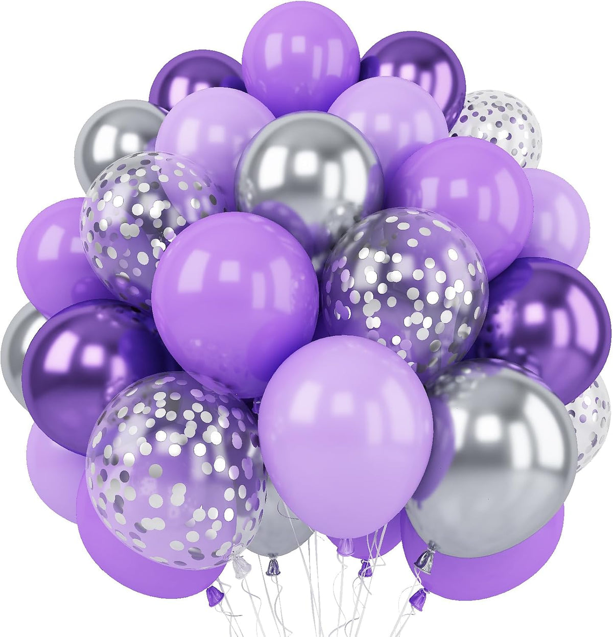 Purple Silver Balloons, 12 Inch Metallic Purple Silver Balloons Light Purple Silver Latex Balloons