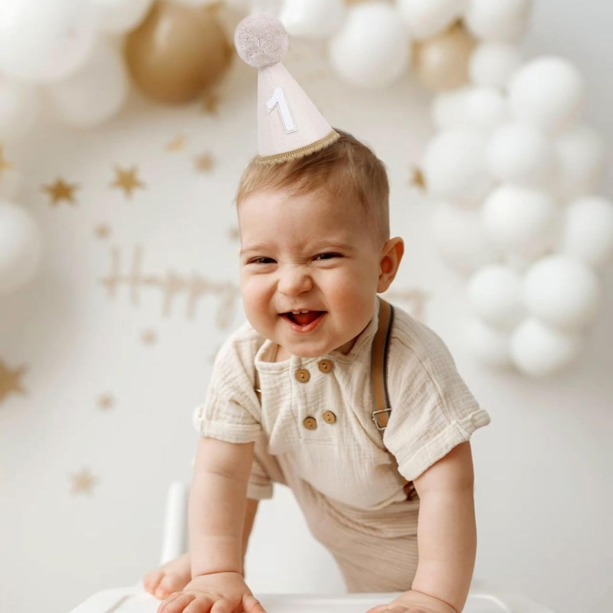 MAMUXI Natural Boho Birthday Hat - 1st Birthday Hat,Natural Boho First/1st Birthday