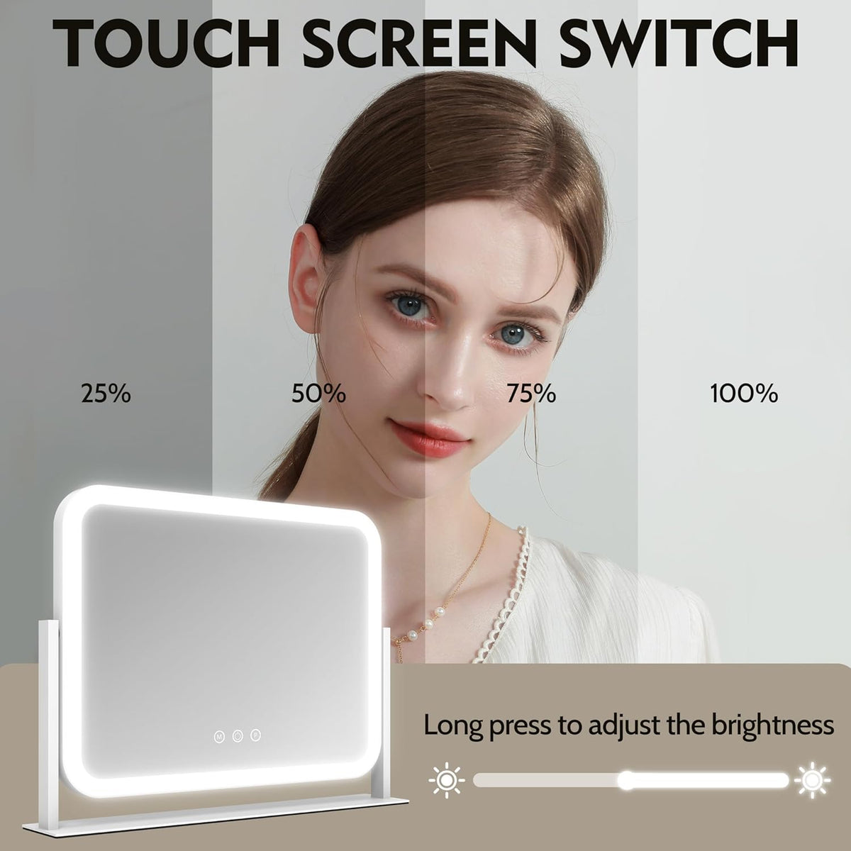 Lighted Makeup Mirror, 17"x13" Vanity Mirror with Lights and 10X Magnification, 3 Color Lighting