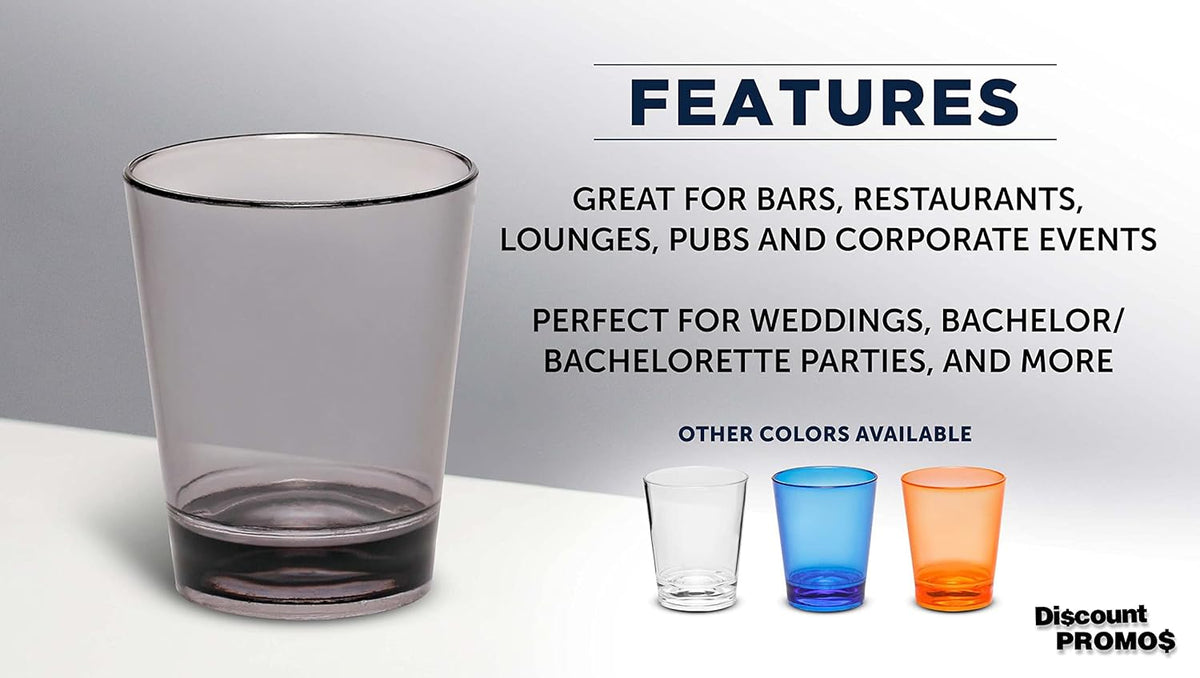 DISCOUNT PROMOS Translucent Plastic Shot Glasses 1.5 oz. Set of 10, Bulk Pack - Acrylic, Great for