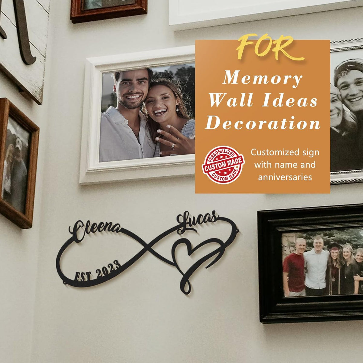 Personalized Anniversary Wedding Gifts for Couples 2025, Customized Metal Infinity Signs with Names