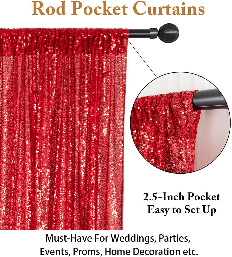 ShinyBeauty Sequin Backdrop Red 10X10FT for Photography, Wedding, Baby Birthday, Photo Booth