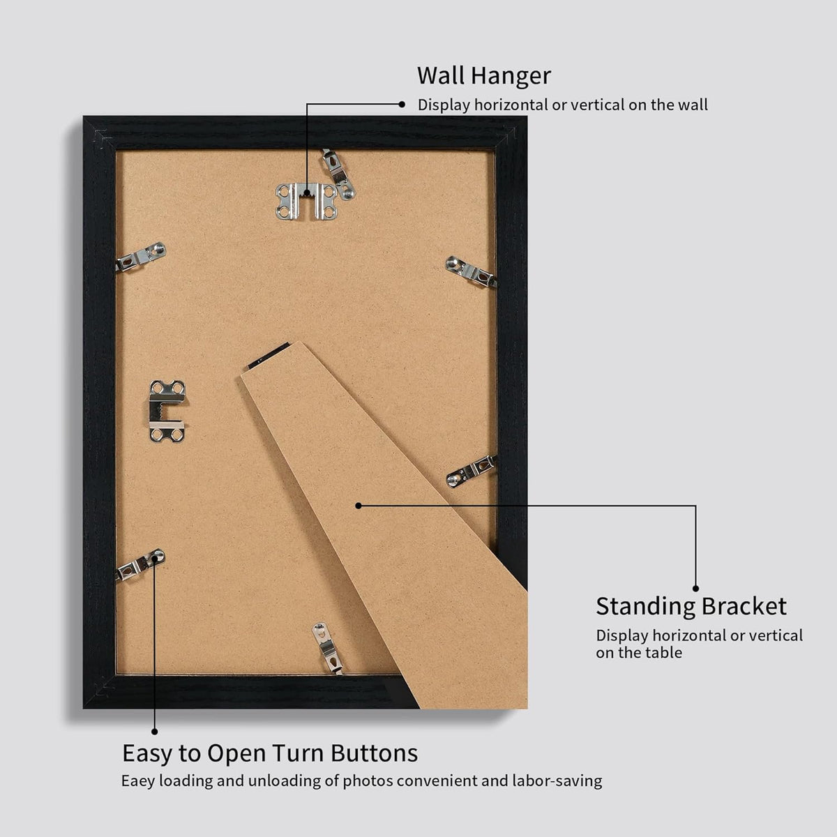 9x12 Picture Frame Set of 4 with Tempered Glass, Black Frames Display 6x8 Picture with Mat or 9 x