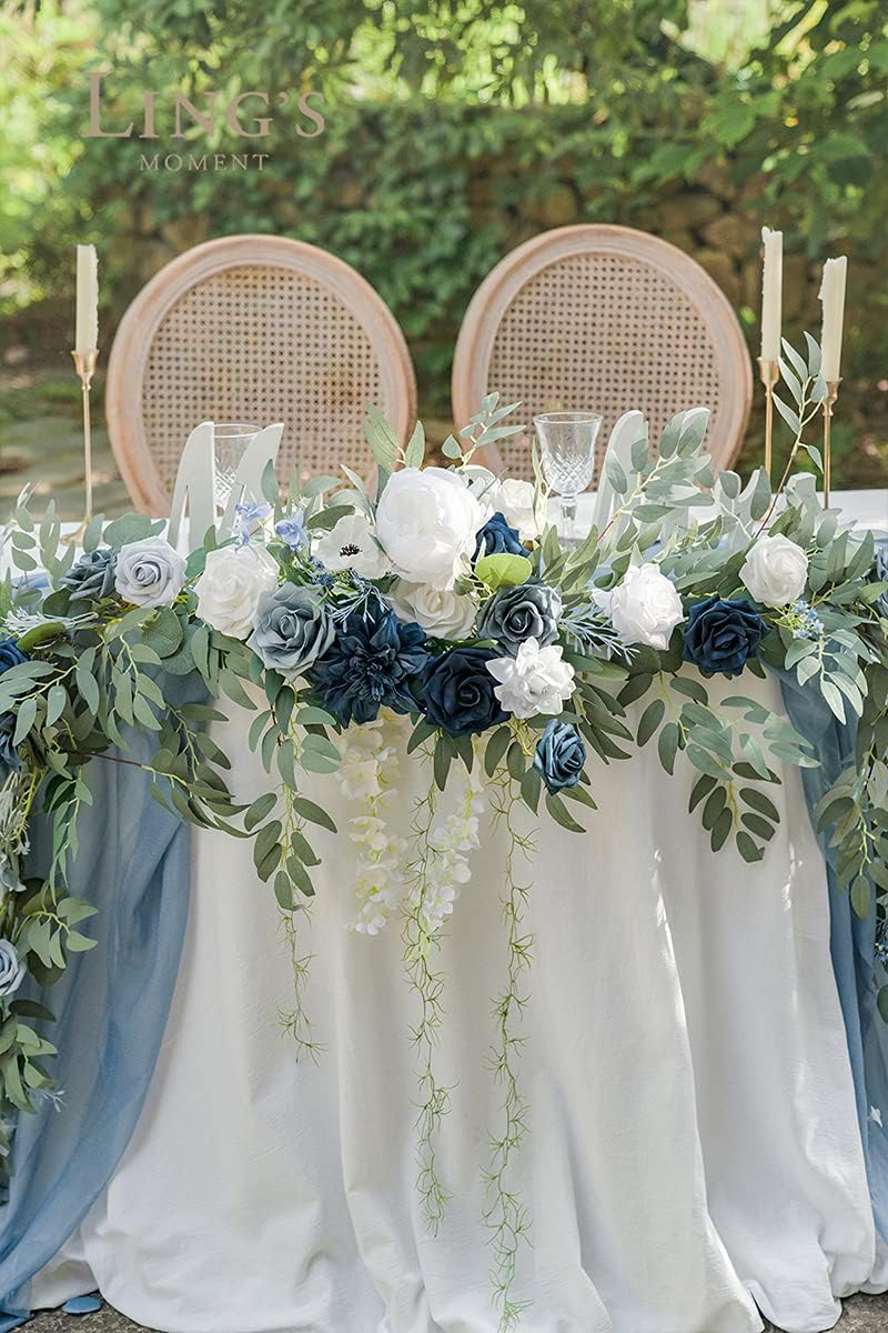 Ling's Moment 9FT Spring Flower Garland- Wedding Arch Flowers for Backdrop Decoration, Eucalyptus &