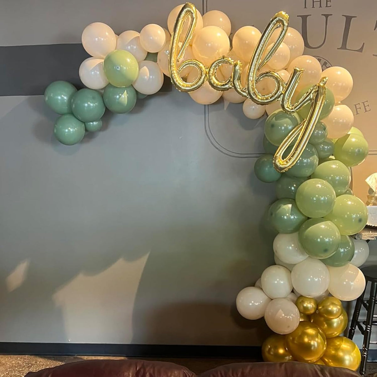 Balloons Green Gold, 60 Packs 12 Inch Retro Sage Green Gold Metallic Balloon, Olive Green White